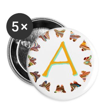 Papillons E 56 A - Lot de 5 grands badges (56 mm) - blanc - Devant
