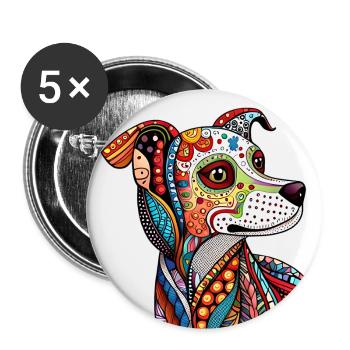 Zentangle Dog - Buttons large 2.2''/56 mm (5-pack) - white - Front