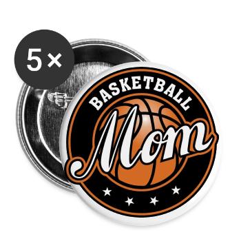 Basketball Mom - Buttons groß 56 mm (5er Pack) - Weiß - Vorne
