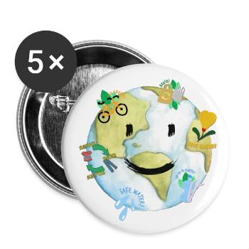 Save The Planet - Buttons groß 56 mm (5er Pack) - Weiß - Vorne