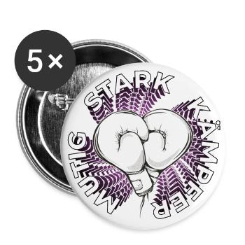Kämpfer - mutig - stark - Herz - Boxhandschuhe - Buttons groß 56 mm (5er Pack) - Weiß - Vorne