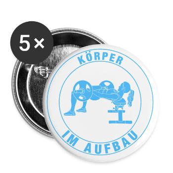 Hip Thrust, Fitness Sportlerin, Gym, Krafttraining - Buttons groß 56 mm (5er Pack) - Weiß - Vorne