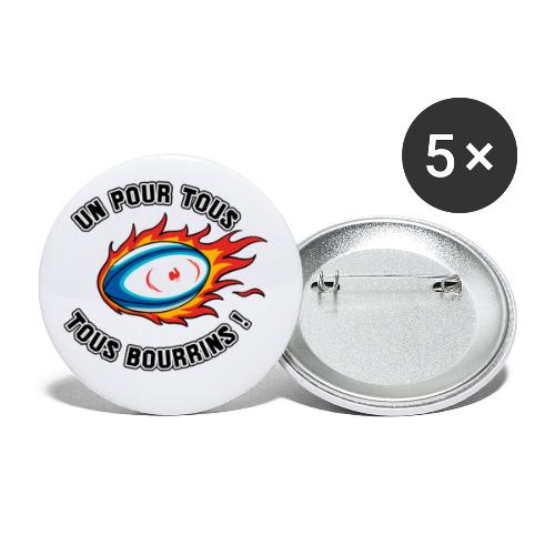 UN POUR TOUS, TOUS BOURRINS ! (rugby) - Buttons large 2.2''/56 mm (5-pack)