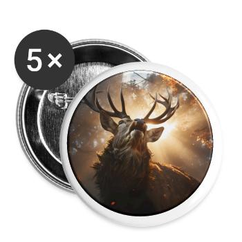 Cerf rugissant dans la lumière du soir - Lot de 5 grands badges (56 mm) - blanc - Devant