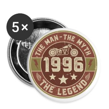 1996 Vintage homme mythe légende moto motard - Lot de 5 grands badges (56 mm) - blanc - Devant