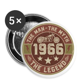 1966 Vintage homme mythe légende moto motard - Lot de 5 grands badges (56 mm) - blanc - Devant