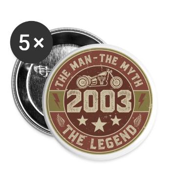 2003 Vintage Man Myth Legend Motorcycle Biker - Buttons large 2.2''/56 mm (5-pack) - white - Front