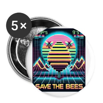 Sauvetage des abeilles rétro-futuriste (Save the Bees) - Lot de 5 grands badges (56 mm) - blanc - Devant
