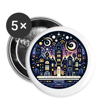 Ville nocturne mystique dans le cosmos - Lot de 5 grands badges (56 mm) - blanc - Devant
