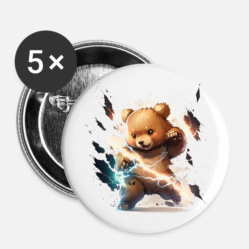 Lightning Strike Teddy - Buttons large 2.2''/56 mm (5-pack) - white