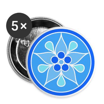 Tribal Floral Rosette in Shades of Blue - Buttons large 2.2''/56 mm (5-pack) - white - Front