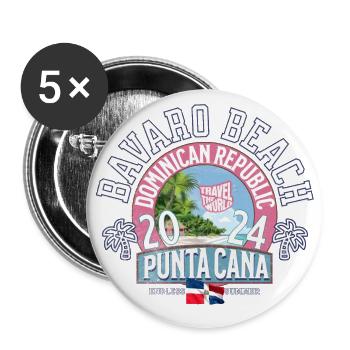 Bavaro Strand Punta Cana Reise um die Welt - Buttons groß 56 mm (5er Pack) - Weiß - Vorne