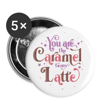 Kaffee-Liebhaber und Verliebte - Buttons groß 56 mm (5er Pack) - Weiß - Vorne