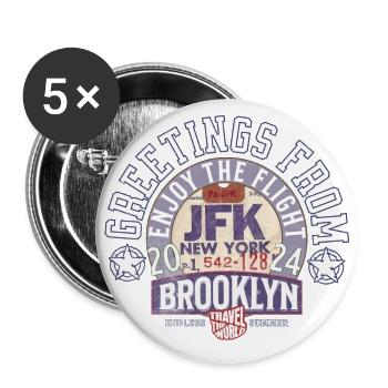 Greetings from Brooklyn - Buttons large 2.2''/56 mm (5-pack) - white - Front