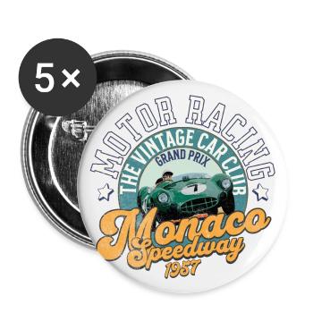 Monaco speedway vintage car club - Lot de 5 grands badges (56 mm) - blanc - Devant