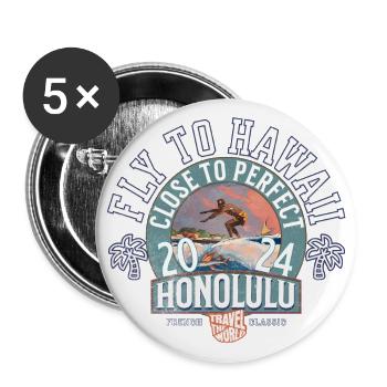 Fly to Hawaii close to perfect vintage - Buttons large 2.2''/56 mm (5-pack) - white - Front