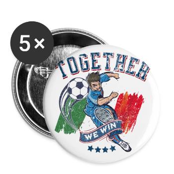 Together we win - Lot de 5 grands badges (56 mm) - blanc - Devant