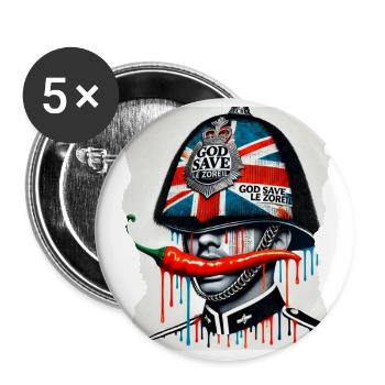 God Save The Zoreil Spicy Design - Buttons large 2.2''/56 mm (5-pack) - white - Front