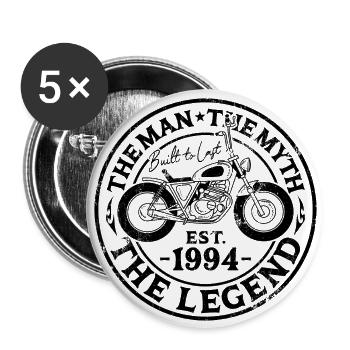 1994 Jahrgang Mann Mythos Legende Motorrad - Buttons groß 56 mm (5er Pack) - Weiß - Vorne
