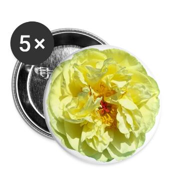 Fleur Jaune Fleur Simple Fleur Carnaval Pivoine - Lot de 5 grands badges (56 mm) - blanc - Devant