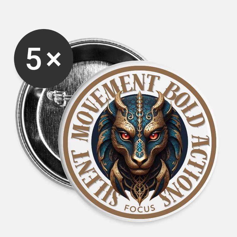 Silent Movement, Bold Actions - Buttons large 2.2''/56 mm (5-pack) - white