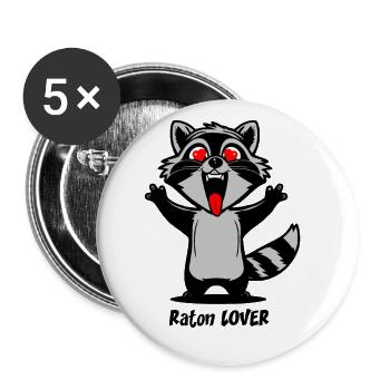 RATON LOVER ! (amour, love, humour) - Lot de 5 grands badges (56 mm) - blanc - Devant