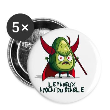 LE FAMEUX AVOCAT DU DIABLE ! (cuisine, justice) - Lot de 5 grands badges (56 mm) - blanc - Devant