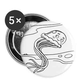 Ausmalspaß mit Qualle für Kinderbekleidung & mehr - Buttons groß 56 mm (5er Pack) - Weiß - Vorne