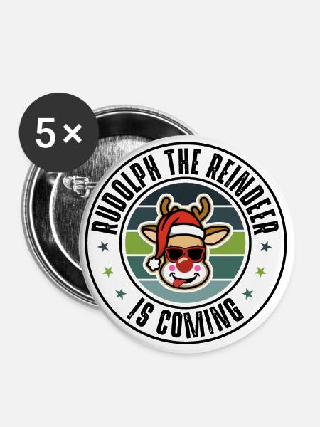Rudolph - Buttons groß 56 mm (5er Pack) - Weiß