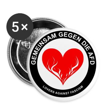 Gemeinsam gegen die AfD - LOVERS AGAINST FASCISM - Buttons groß 56 mm (5er Pack) - Weiß - Vorne