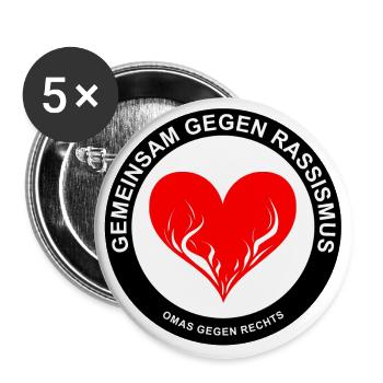 Gemeinsam gegen Rassismus - OMAS GEGEN RECHTS - Buttons groß 56 mm (5er Pack) - Weiß - Vorne