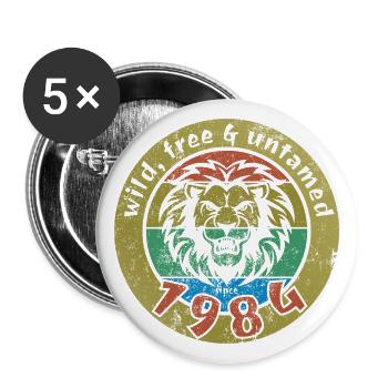 40th Birthday Wild, free & untamed since 1984 - Buttons large 2.2''/56 mm (5-pack) - white - Front