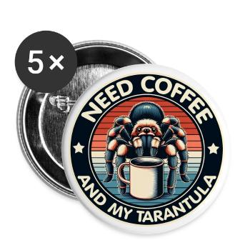 Brauche nur Kaffee und meine Vogelspinne - Buttons groß 56 mm (5er Pack) - Weiß - Vorne