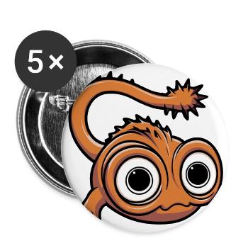 Kleines lustiges Fantasiemonster mit großen Augen - Buttons groß 56 mm (5er Pack) - Weiß - Vorne
