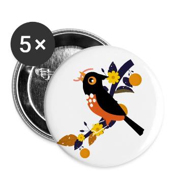 Garden Sparrow - Buttons large 2.2''/56 mm (5-pack) - white - Front