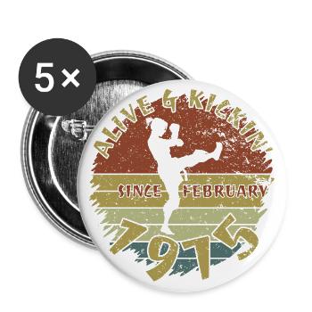 50. Geburtstag Alive and kickin since 02/1975 - Buttons large 2.2''/56 mm (5-pack) - white - Front