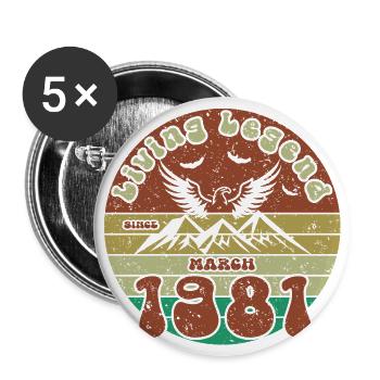 44th Birthday Living Legend since VIN 03/1981 - Buttons large 2.2''/56 mm (5-pack) - white - Front