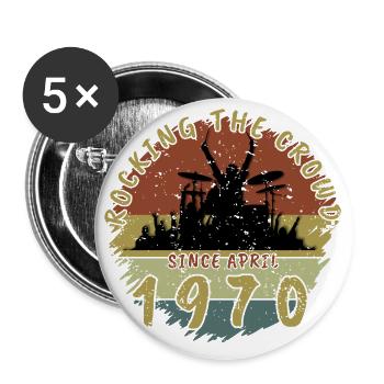 55. Geburtstag Rocking the crowd DRM 04/1970 - Buttons groß 56 mm (5er Pack) - Weiß - Vorne