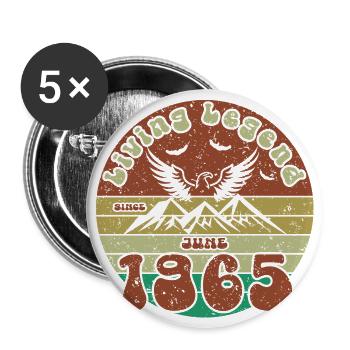 60. Geburtstag Living Legend since VIN 06/1965 - Buttons groß 56 mm (5er Pack) - Weiß - Vorne