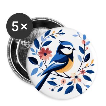 Blue - Buttons large 2.2''/56 mm (5-pack) - white - Front