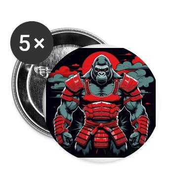 Primal Ronin – Le gorille samouraï - Lot de 5 grands badges (56 mm) - blanc - Devant