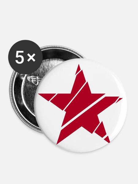 star broken - Buttons groß 56 mm (5er Pack) - Weiß