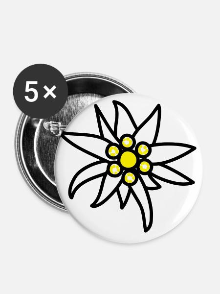 Edelweiss - Buttons groß 56 mm (5er Pack) - Weiß