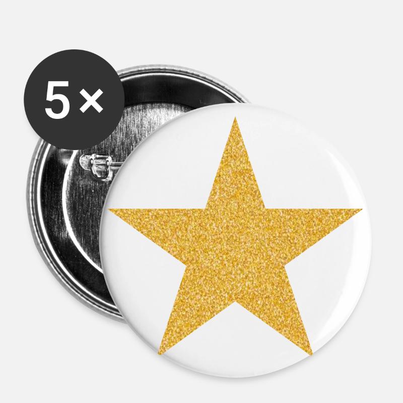 Golden Star - Buttons large 2.2''/56 mm (5-pack) - white