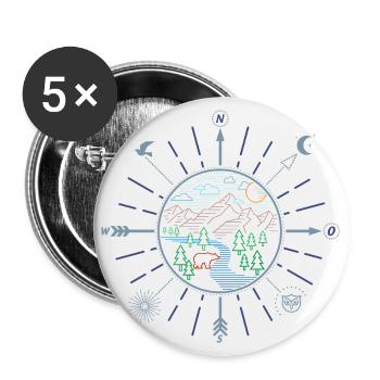 Wildnis (Kompass, minimal) - Buttons groß 56 mm (5er Pack) - Weiß - Vorne