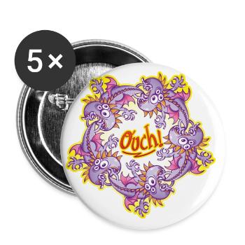 Hungry monsters bite and form a circle - Buttons large 2.2''/56 mm (5-pack) - white - Front