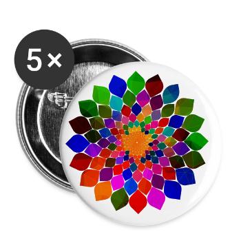 Colorful mandala flowers blossom - Buttons large 2.2''/56 mm (5-pack) - white - Front