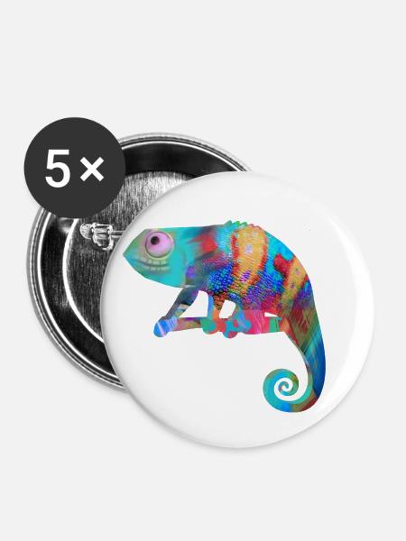 Chamäleon, graffiti, camelion, bunt,illustration, - Buttons groß 56 mm (5er Pack) - Weiß