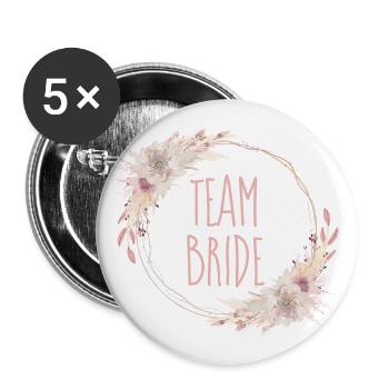 Boho Team Bride 1 - Buttons large 2.2''/56 mm (5-pack) - white - Front