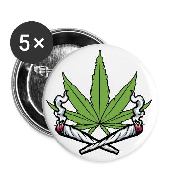 HEMP CANNABIS JOINT WEED STONER - Buttons large 2.2''/56 mm (5-pack) - white - Front
